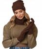 Women'S Set Hat + Scarf - Tube Set Winter Warm Chocolate Uni