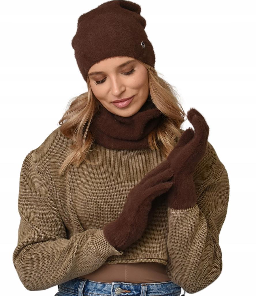 Women'S Set Hat + Scarf - Tube Set Winter Warm Chocolate Uni
