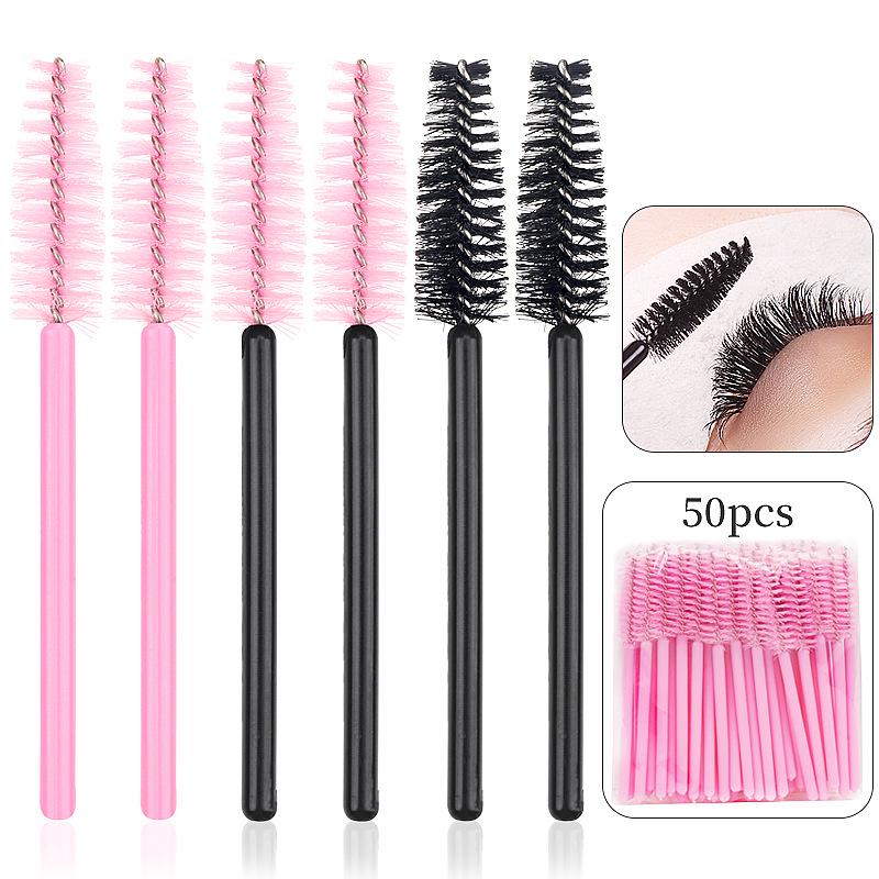 50-Pack Disposable Mini Eyelash & Eyebrow Brushes with Short Handles