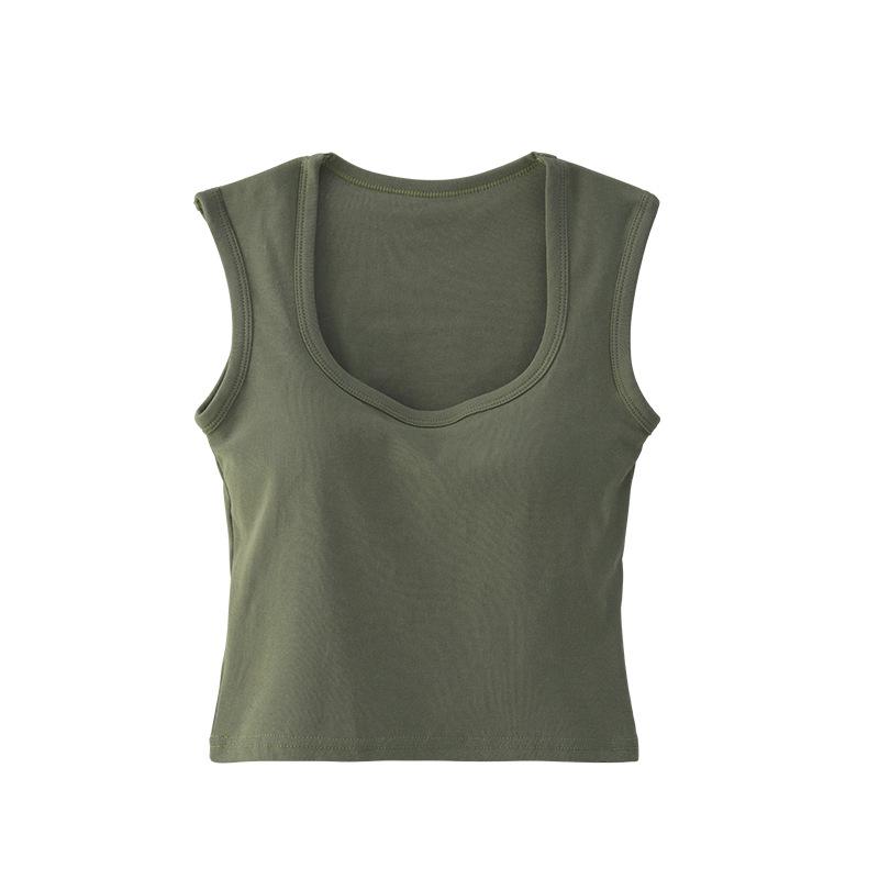 Cotton Vest for Women In Summer Wear Beautiful Back Bra with Chest Pads Integrated Wide Shoulder Strap Suspender Cover Pair Breasts Top