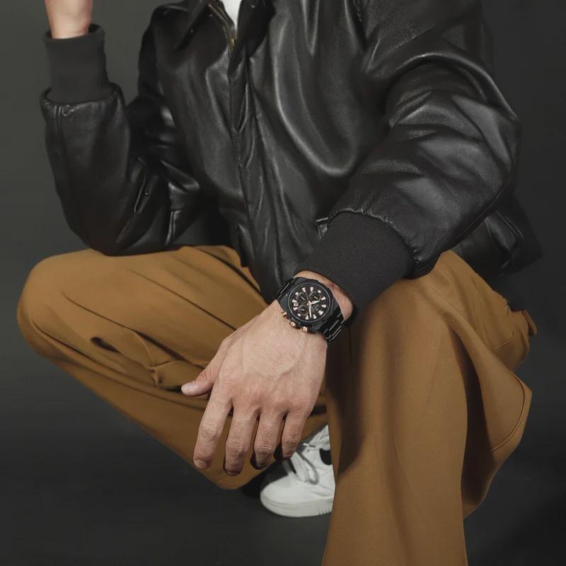 Mens Watches Stainless Steel Watch Waterproof Luxury Quartz Clock Chronograph Luminous Wristwatches Relogio Masculino