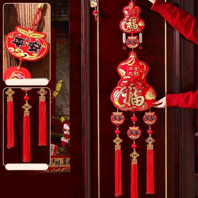 2026 Horse Year Fortune Character Pendant 3D Hanging Tassels Fu Character Decorative Flocking Traditional New Year Wall Pendant