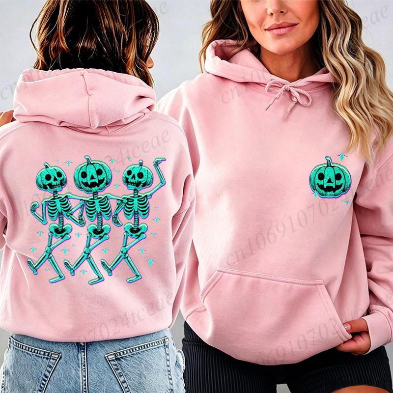 Pumpkin Skeleton Halloween Hoodies,Dancing Skeleton Pumpkin Sweatshirts,Spooky Hallowaeen Skeleton Hoody,family Party Sportwear
