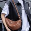 Fashion spring and summer new national style simple shoulder bag soft leather large capacity wide shoulder strap crossbody saddle bag  commuting