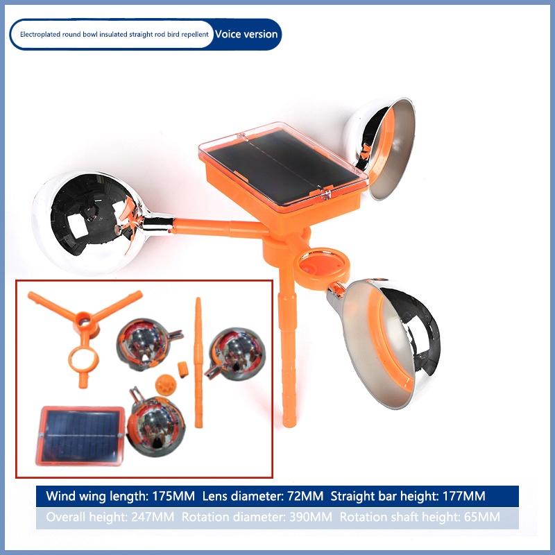 1 Set Waterproof Solar Energy Bird Repelling Device Reflector Farm Orchard Bird Scaring Device 360° Rotating Solar Bird Repeller