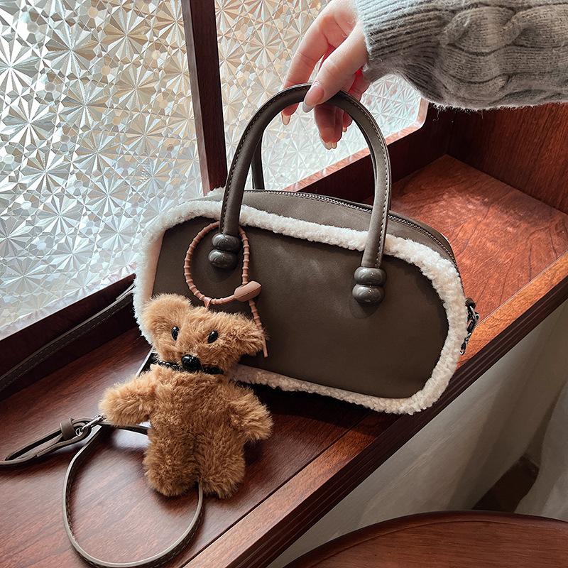 Vintage Plush Bag Bag Women'S Tide Deerskin Velvet Bowling Bag Crossbody Small Square Bag