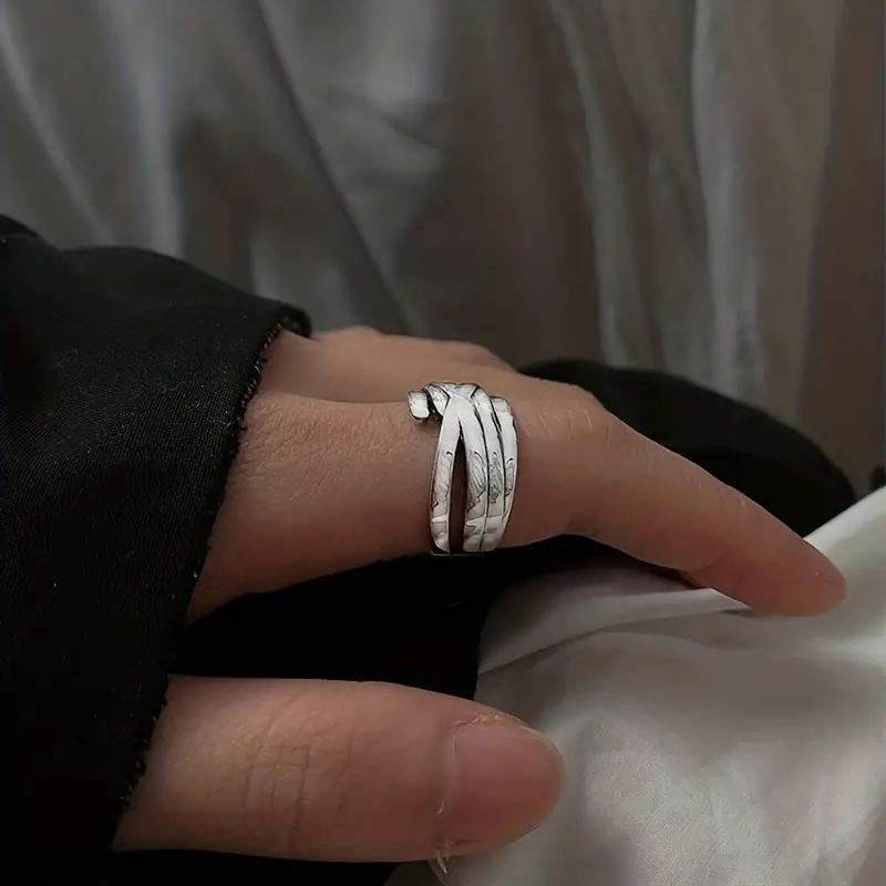 

CAOSHI Multilayered Cross Design Rings for Women Metal Copper Color Daily Wear Girls Accessories Statement Zircon 6