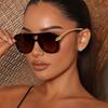 Bohemian Leopard Print Pilot Sunglasses With Uv400 Protection For Outdoor Travel And Fashion