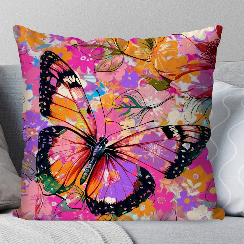 Magical Colorful Butterfly Pillow Case Fashion Square Pillowcase Bedroom Sofa Room Ins Decoration Leisure