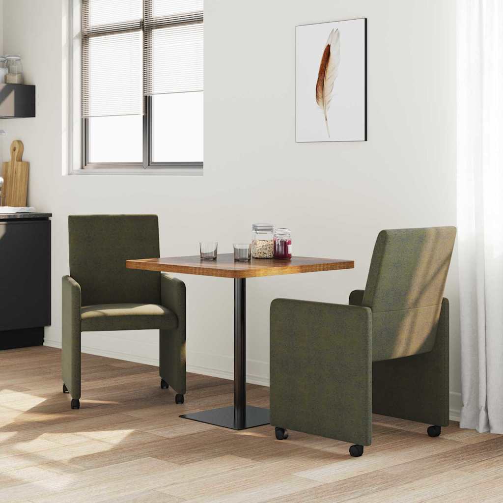 Dining Room Chairs with Casters 2 pcs Army Green 57 x 66 x 94 cm