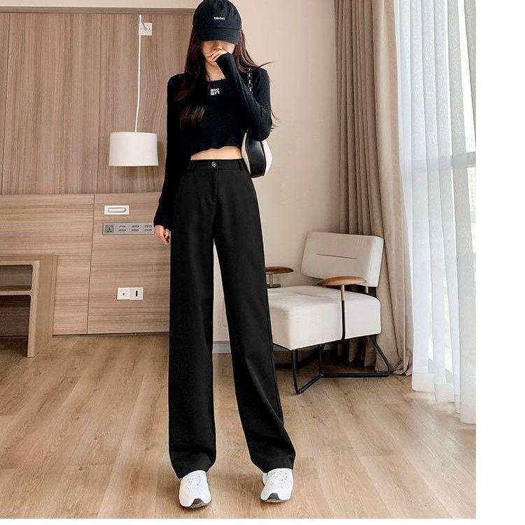 

Women s High Waist Straight Leg Suit Pants, Slimming Loose Fit, Spring/Autumn, Lightweight Summer Option S (80-90 catty)