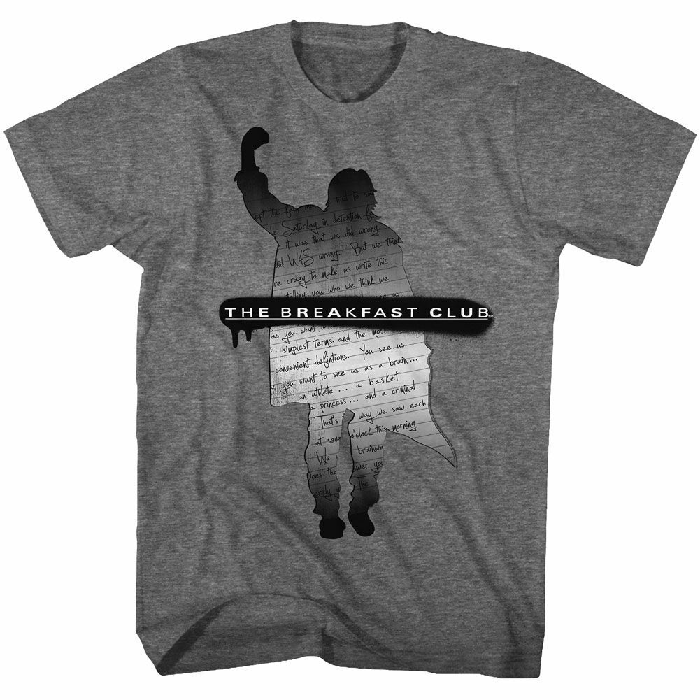 Breakfast Club Silhouette Note Graphite Heather Adult T-Shirt Mens Womens Tees Top