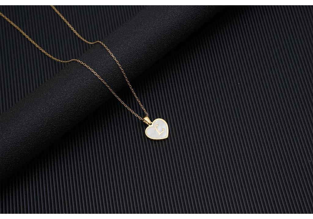 Gold Shell Pendant Necklace with English Alphabet - European & American Trend In Titanium Steel Chain