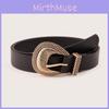 Fashion Womens Gold Shell Buckle Belt With Alloy Pin Closure For Casual Wear