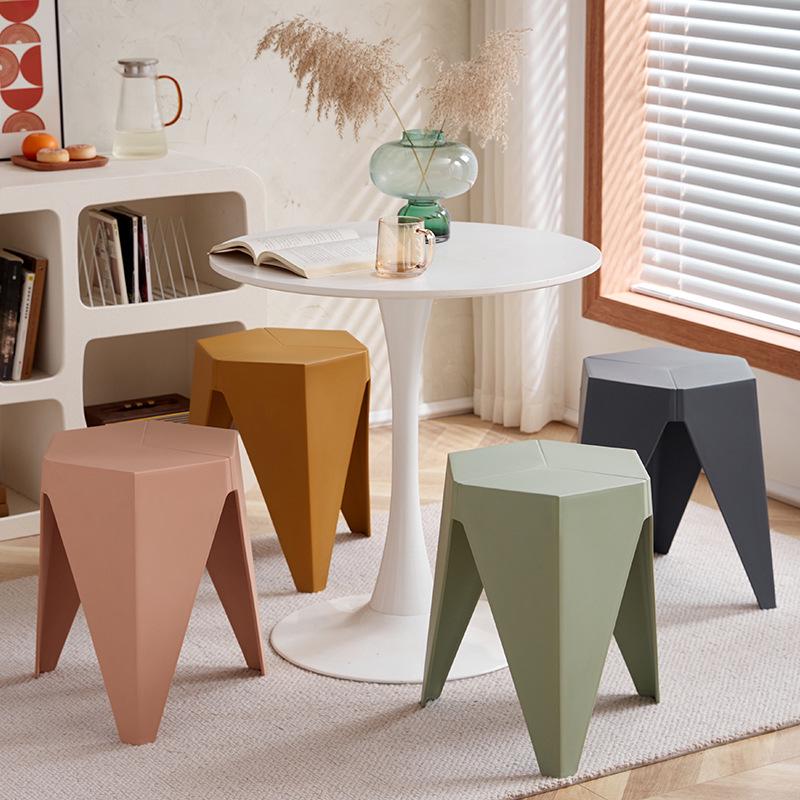 Nordic Creative Non-slip Plastic Stool - Thickened, Stackable, Square Gel Design for Home Use