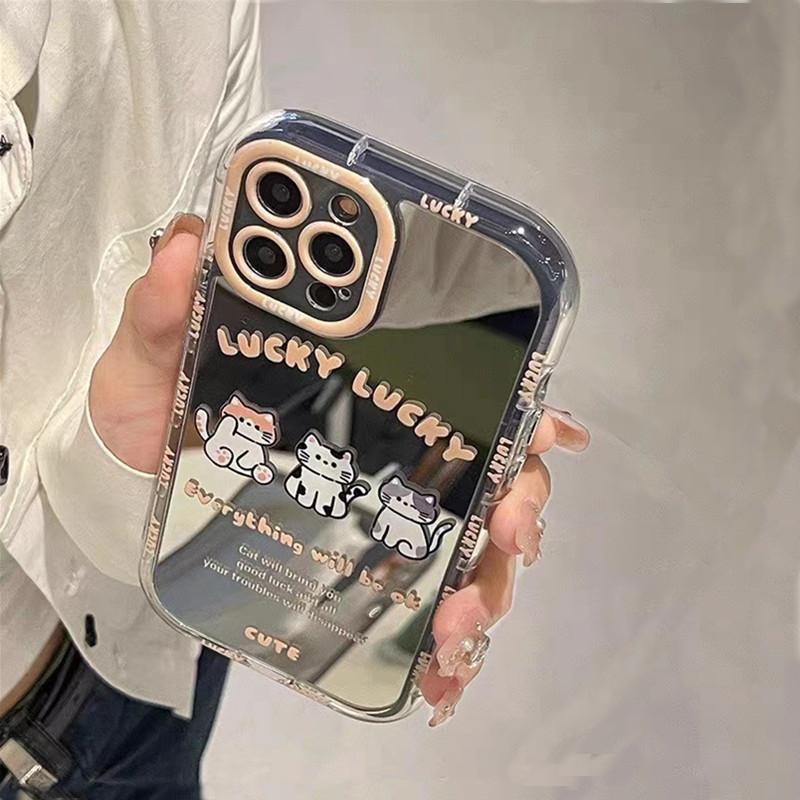 Blue Frame Three Dogs for IPhone17promax Cream Mirror Phone Case Oil 16 Brand New 15 Cartoon 14