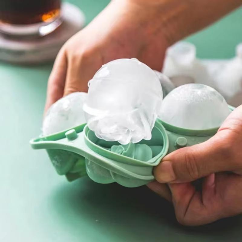 4-Cavity Rose Ice Cube Mold Silicone Ice Cube Tray Easy Release Ice Ball Maker for Chilling Cocktails Whiskey and Juice Drinks