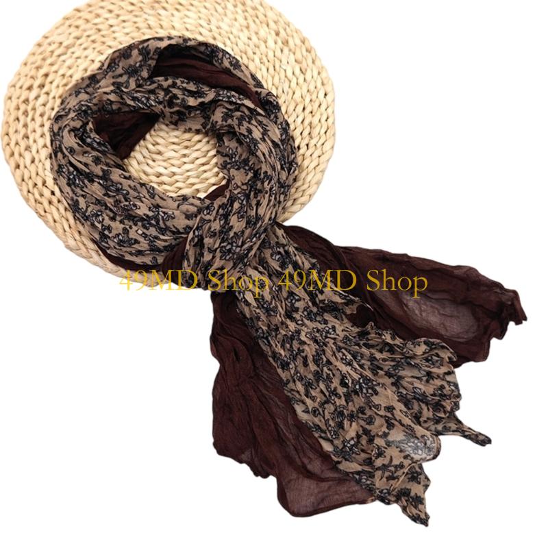 49MD Fashion Crinkled Scarf Stylish Layering Neckwear Polyester Long Scarf For Women