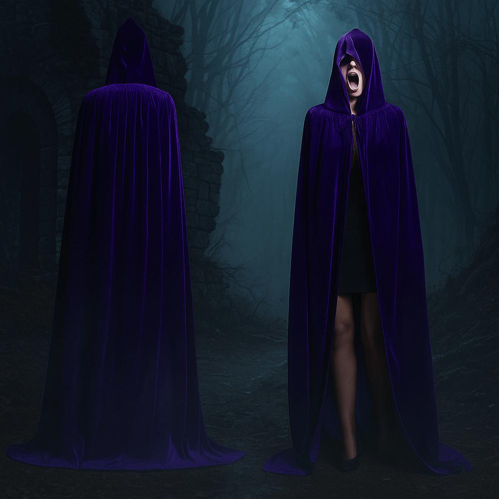 Reversible Design Velvet Cloak Solid Color Ponchos Cosplay Adult Kids Long Cape  Halloween Party