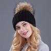 Xthree Berretto Invernale in Maglia con Pompon in Vera Pelliccia per Donna Cappello Berretti Cappellini Nuovissimo Spesso Cappello Femminile Cappellini Berretti