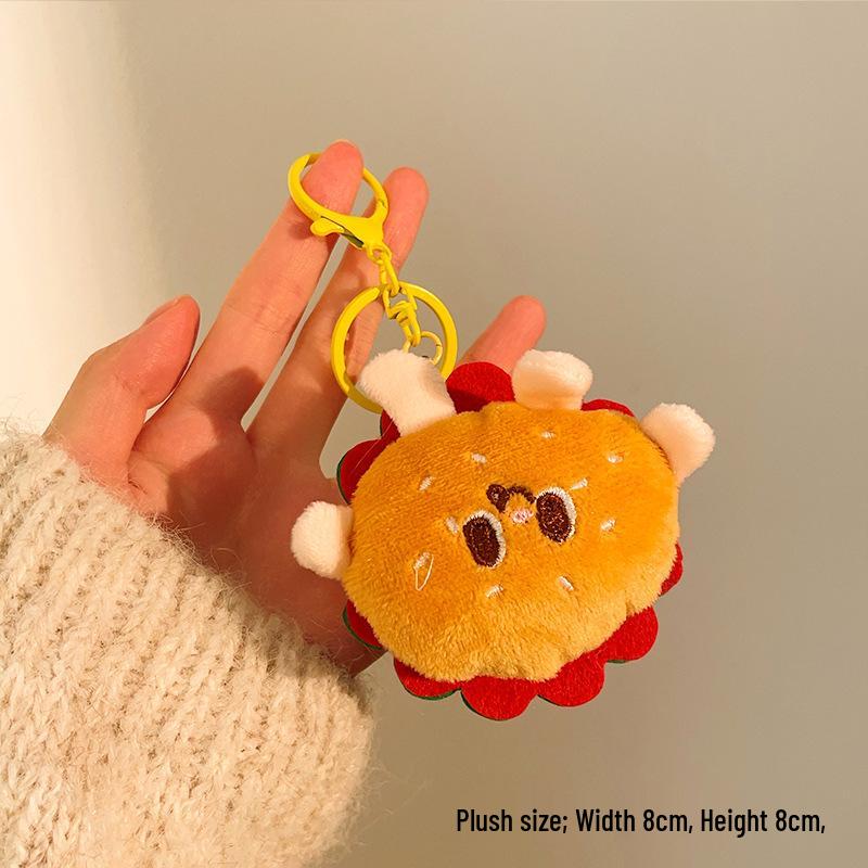 Cartoon Plush Keychain: Cute Hamburger, Fries, Toast, & Chicken Leg Dolls