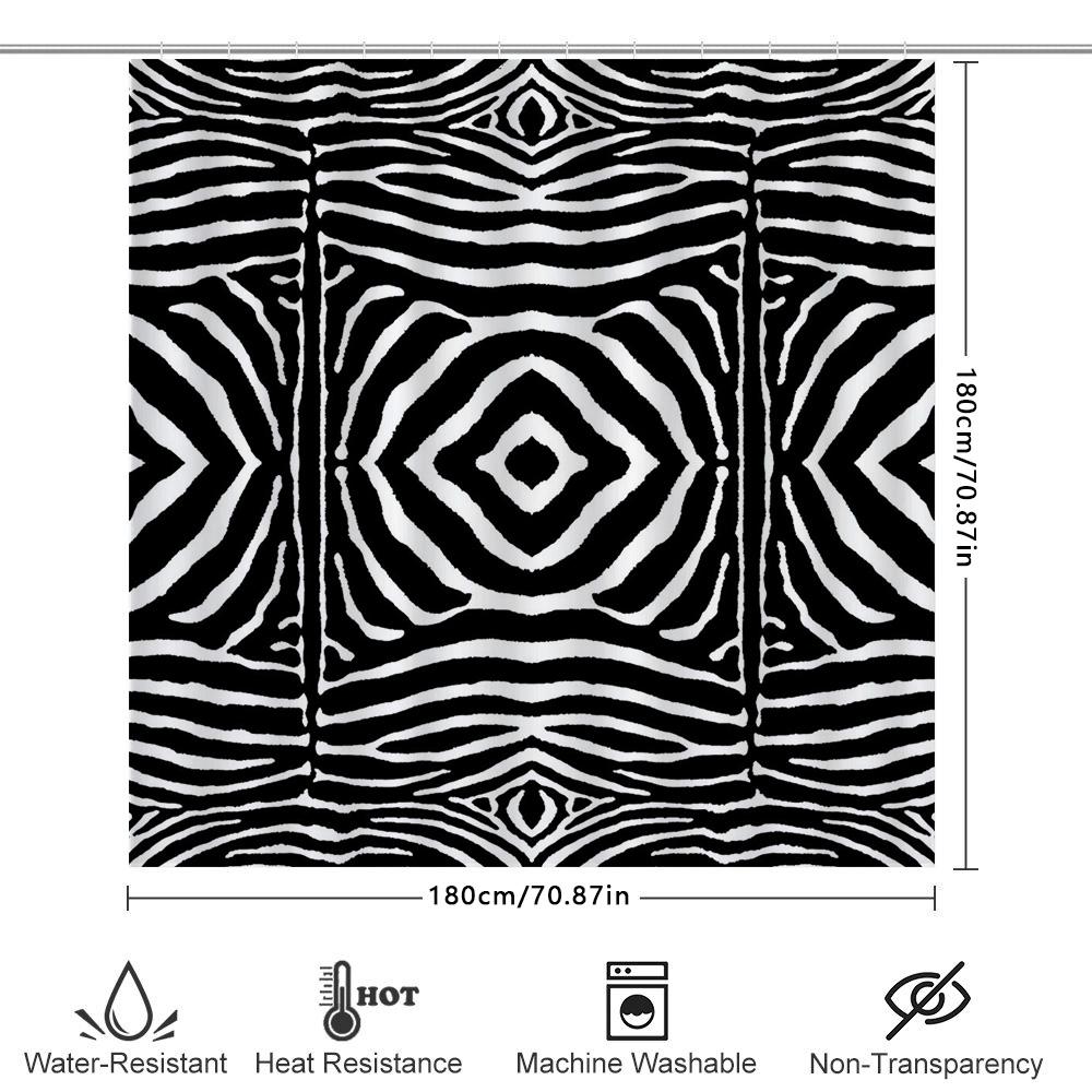 Modern Geometric Shower Curtain Zebra Print Pattern Bath Decor Waterproof 3D Effect Customizable For Bathroom Renovation Home De