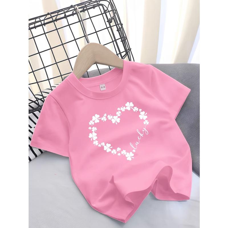 European Sizes Girls' Short Sleeve Casual Short Sleeve T-Shirt, Cute Top