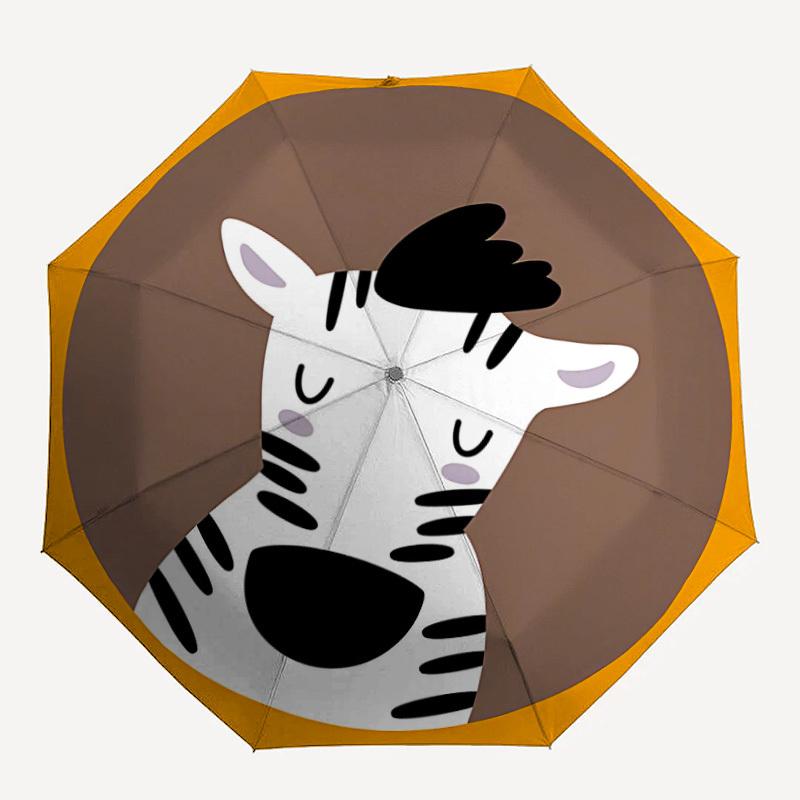 1 st Zebra-ränder Automatiskt Paraply   Auto Öppna/Stänga Fällbart Paraply med 8 Ribbram, 3-faldigt Kompakt Paraply för Män & Kvinnor, 128