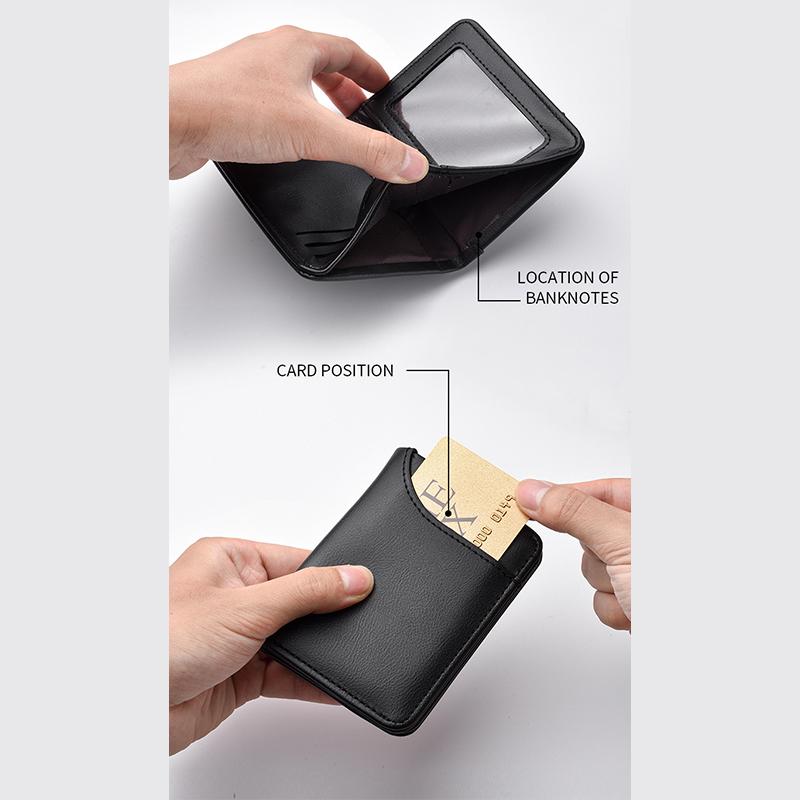 Men's Ultra-Thin Solid Color Fashion Wallet PU Leather Short Coin Purse Multiple Card Slots Two-Fold Card Holder