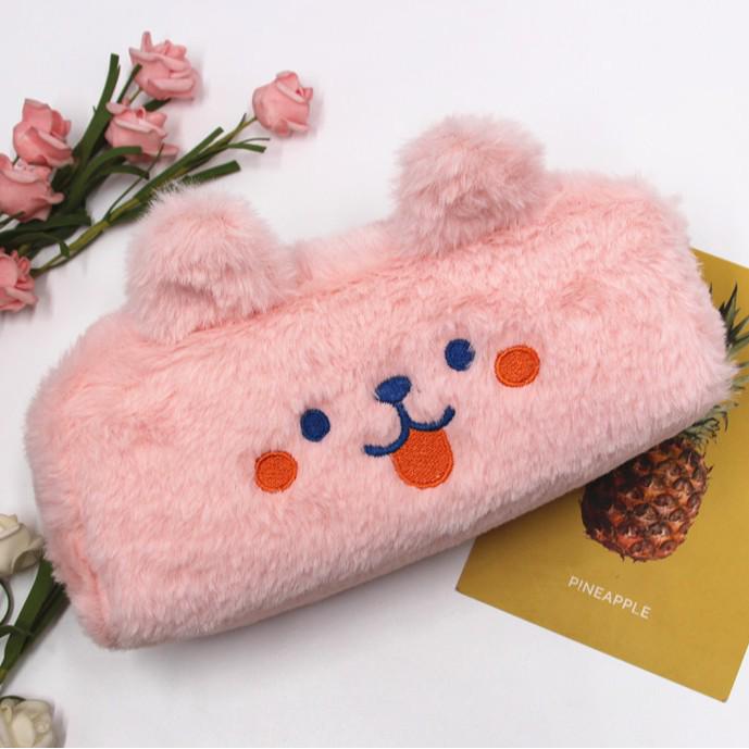 Large Capacity Cute Bear Plush Pencil Case & Wallet Storage Bag for Students