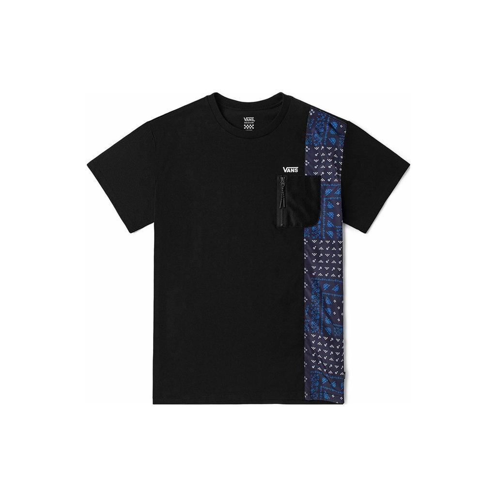 Vans Patchwork Paisley American Vintage Street Casual Short Sleeve T-Shirt Women T-Shirts Black VN0A7Q26BLK