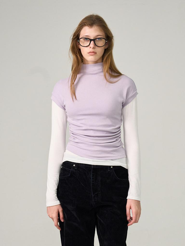 HUNCH Half-Neck Short-Sleeved Jersey Top (2Colors)