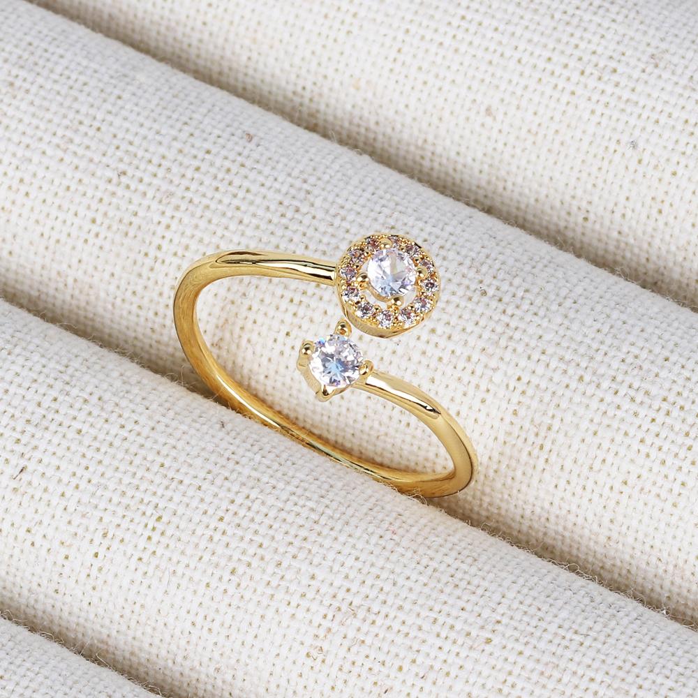 

Dazzling Small Cubic Zirconia Rings For Women Gold Color Minimalist Thin Band Temperament Finger-ring Statement Jewelry