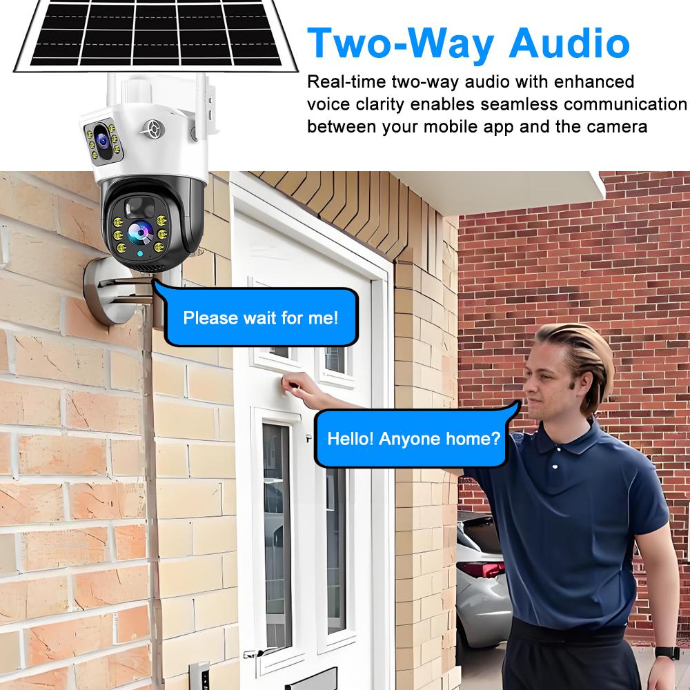 Outdoor Waterproof 4G/WIFI Solar Security CCTV, HD Night Vision Dual Cameras with PIR Human Detection
