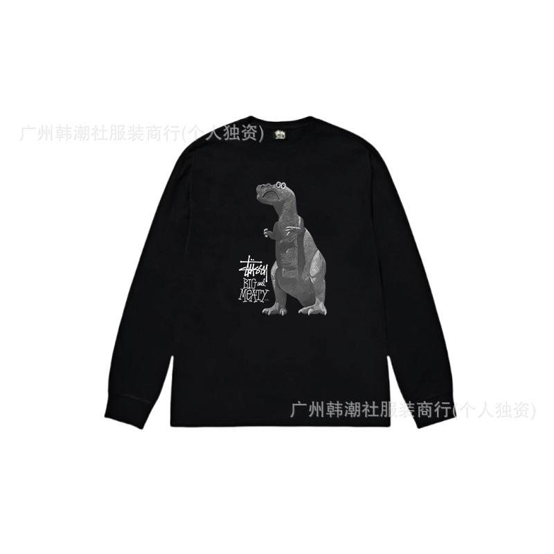 3. Cross-border Stuart long-sleeved printed t-shirt American trendy cylindrical cloth casual loose men and women the same style