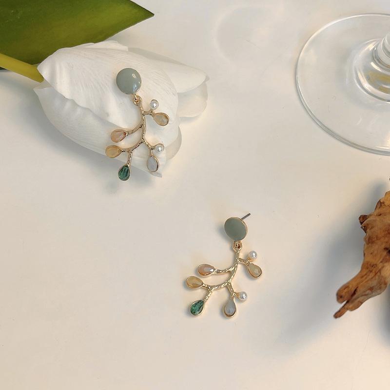 

Женские шикарные серьги-подвески с красочным дизайном ветвей, романтические серьги-гвоздики с подвесками в виде ветвей, висячие серьги