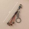 Handwoven Punk Cowhide Tassel Keychain with Alloy Dog Clasp for Men