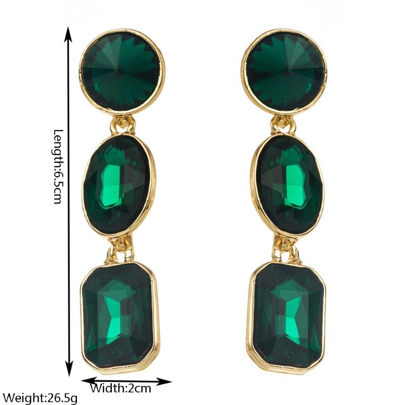 High-end party earrings women's super flash fashion wind alloy geometric earrings glass diamond earrings