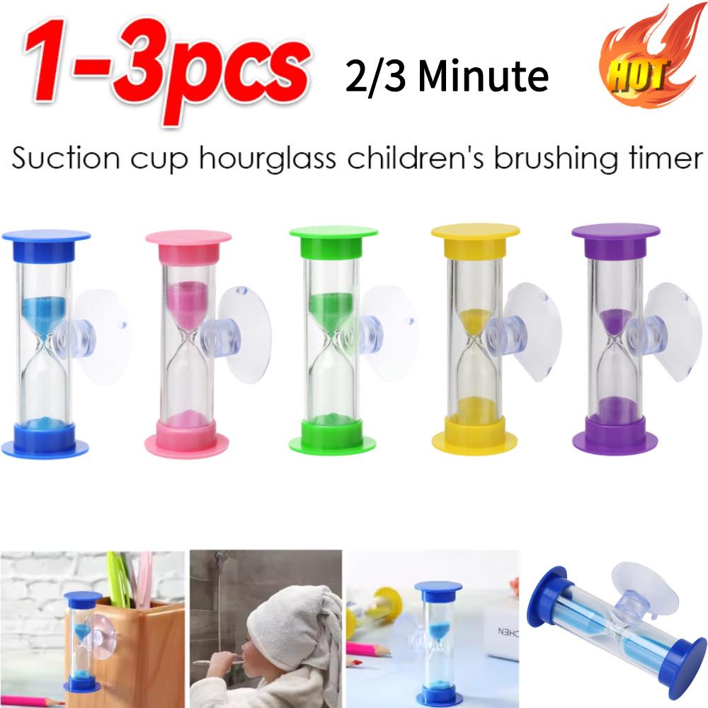 2/3 Minute Creative Hourglass Sandglass Sand Clock With Suction Cup Colorful Hourglasses Plastic for Tooth Brushing Timer Child