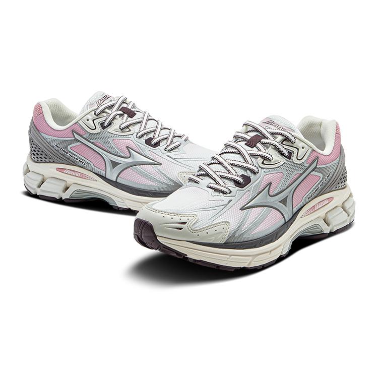 Mizuno Halo Mix Retro Trend Shock Absorption Non-Slip Wear-Resistant Breathable Low-Top Running Shoes Women sneaker White Gray Purple D1GH240815