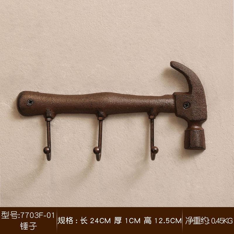 Retro Cast Iron Tool Hook Industrial Style Hammer Wrench Hook Nostalgic Decorative Wall Hanging Hook Craft Iron Art