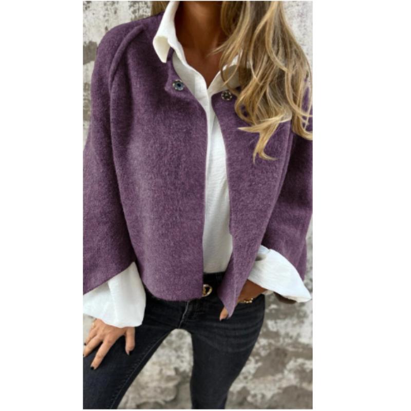 Spring and Autumn Thin Section Loose Short Cashmere Jacket Coat Women   Cashmere Warm Casual Long-sleeve Jacket Fashion Single Buckle Coats