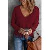 Autumn and Winter Fashion New Style Gray Cotton V-neck Long-sleeved Tassel Ripped Sweater, Casual Loose Blue Ladies Pullover Sweater  Top AL6101