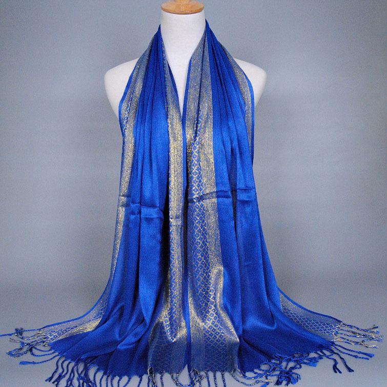 Monochrome Cotton and Linen Tassel Golden Silk Fashion Shawl Spring and Autumn Dual-purpose Scarf Headscarf