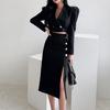 2023 New Two-piece Temperament Slim Short Suit Small Jacket Waist Opening Package Hip Skirt Suit