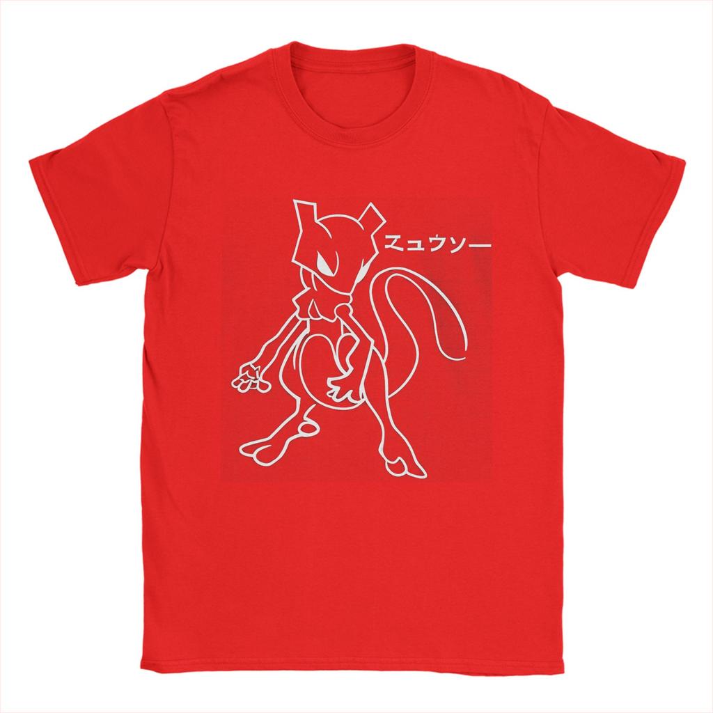 Leisure Mewtwo Line Art Tshirt For Unisex Round Collar Pure Cotton T Shirt Short Sleeve Tee Shirt 4xl 5xl 6xl Clothes