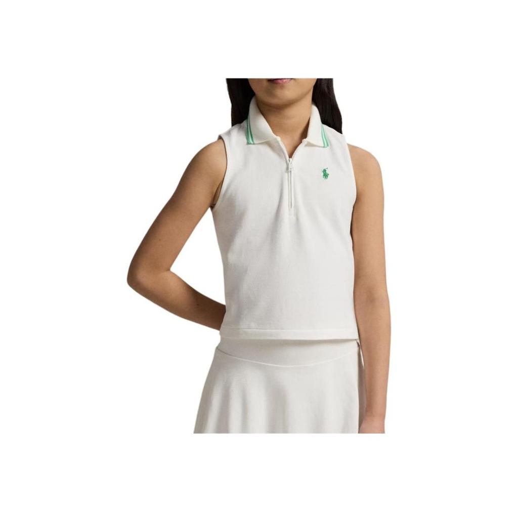 Polo Ralph Lauren Enfärgad Ärmlös Pikétröja med Halv Dragkedja Barn Toppar Vit 313965012-002