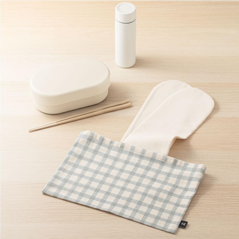 Lunch Bag Ribbon Check Blue Gray Main Unit Width 28cm X Height 18cm Ribbon Total Length 23cm Lunch Bag Made In Japan Cotton No Gusset Easy To Dry