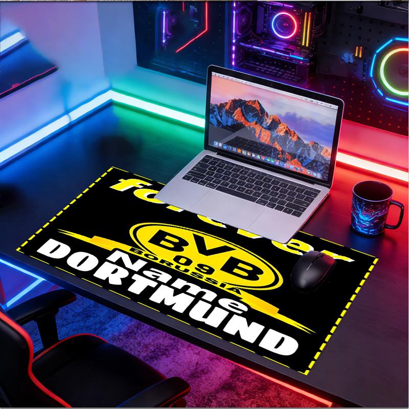 Custom Name Personalized Borussia Dortmund Pattern Mousepad, Laptop PC Desk Mat, Decorative Desk Mat for Home Keyboard Pad Gift