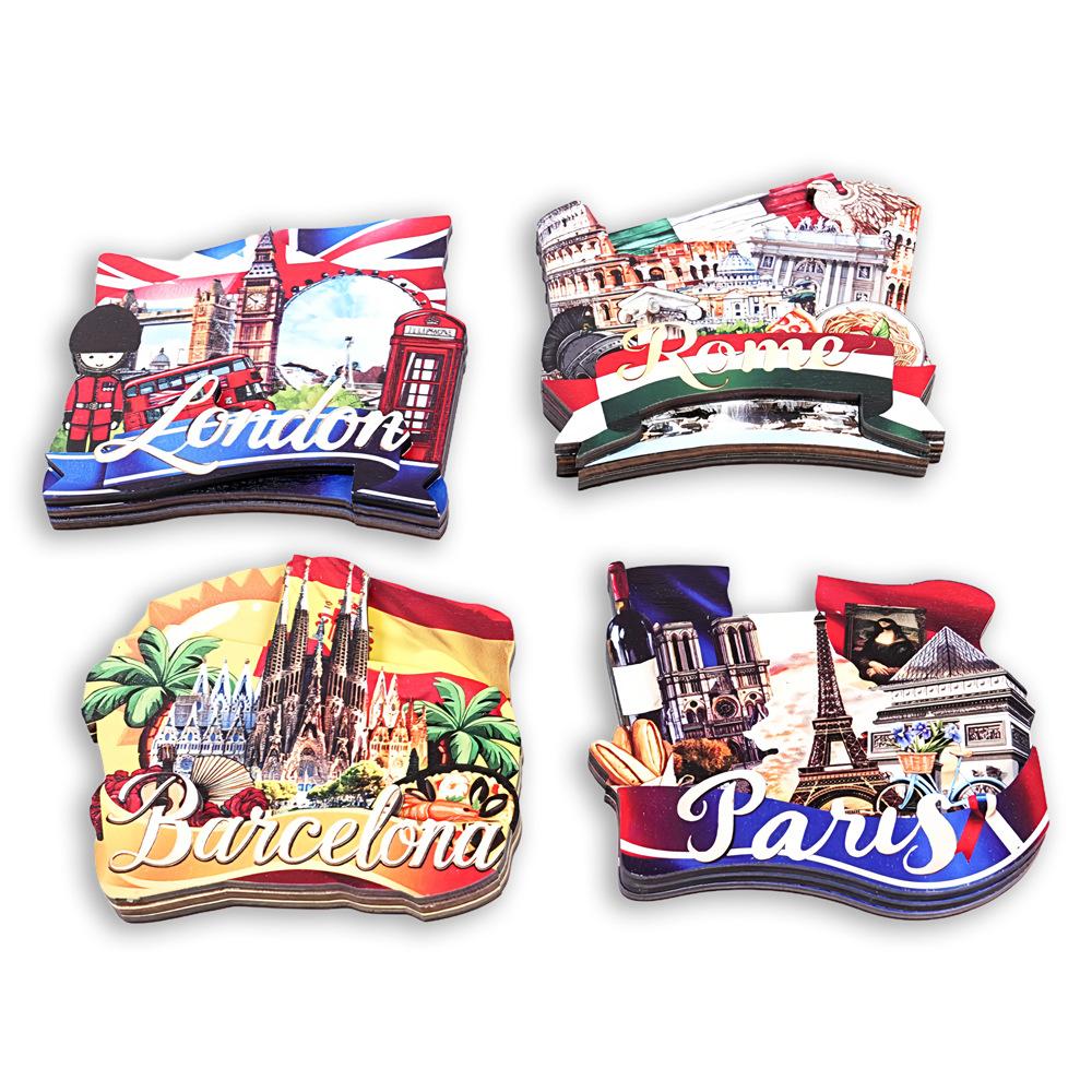 3D Wooden Magnetic Fridge Magnet City Landmark Souvenir Travel Memory Gift Set